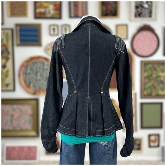 Byron Lars Beauty Mark Military Denim Jacket Womens Size 4 NWT Michael Jackson - Picture 7 of 12